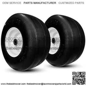 2 New Residential-grade 13x6.50-6 Flat-Free Lawn Mower Smooth Tires with Steel Rim for Lawn Mower Garden Tractor 136506 T161---Hub Length 4"-7.1"---Bore ??5/8"