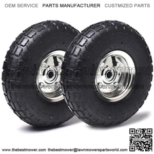 (2 Pack) 10" Heavy-Duty Replacement Tire and Wheel - 4.10/3.50-4" with 10" Inner Tube, 5/8" Axle Bore Hole, 1 3/4" Offset Hub and Double Sealed Bearings for Hand Trucks and Gorilla Cart