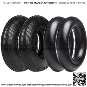(2-Set) 4.80/4.00-8" Tire and Inner Tube Set - Universal Replacement Tires and Inner Tubes with 15.5" Outer Tire Diameter and 4.80" Tire Width - Fits on Dollies, Trolleys, Wagons, and More