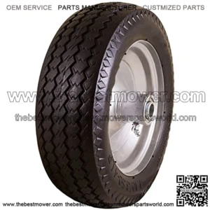 4.10/3.50-4" Flat Free, Hand Truck / All-Purpose Utility Tire on Wheel, 2.25" Offset Hub, 3/4" Bearings