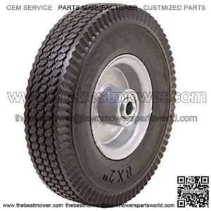 8x2 Flat Free, Hand Truck/All Purpose Utility Tire on Wheel, 2.375" Centered Hub, 1/2" Bearings (Pack of 2)