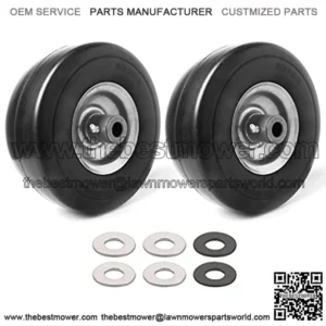 (2-Pack) 9×3.50-4?? Flat Free Lawnmower Tire and Wheel Assemblies – PU Tire on Wheel and Adapter Kits with 4″ Centered Hub, 3/4″ Bushings