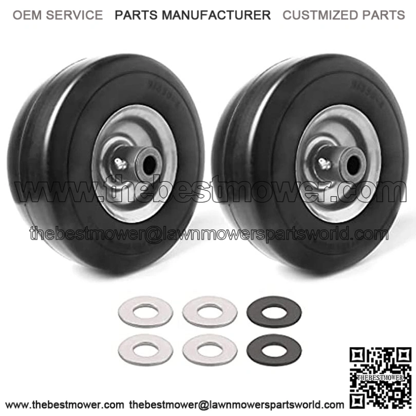 (2-Pack) 9×3.50-4?? Flat Free Lawnmower Tire and Wheel Assemblies – PU Tire on Wheel and Adapter Kits with 4″ Centered Hub, 3/4″ Bushings