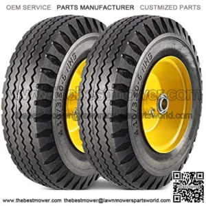 2 Pcs 4.10/3.50-6" Flat Free Tire, Hand Truck/All Purpose Utility Tire on Wheel, 3" Centered Hub, 3/4" Bearings, Yellow Steel