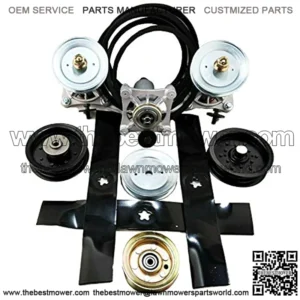 Lawn Mower Deck Rebuild Kit Replaces Spindles Pulleys Idlers Belt Blades 532196104 532187292