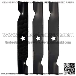 561735B 3 Blade Set for Many 48 in. Cut Craftsman, Husqvarna, Poulan Mowers Replaces OEM #'s 173920, 180054, PP24005, Black