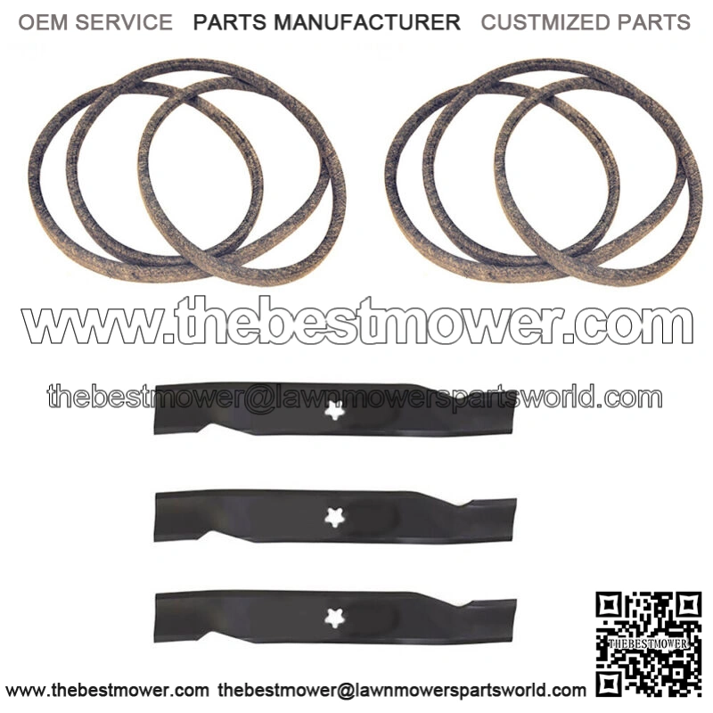 48" Mower Blades & Belts Combo Fit Craftsman 174368 180808 180054