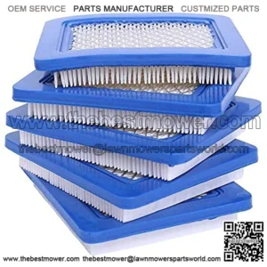 5 Pack 491588S Air Filter, Compatible with Briggs Stratton 491588 4915885 Flat OEM Air Cleaner Cartridge, Lawn Mower Air Filter