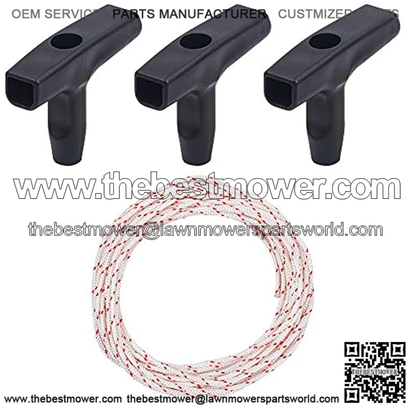 3 Pieces Starter Handle with Recoil Starter Rope 10-Meter (Diameter: 3.0mm) Pull Cord for Lawn Mower Chainsaw Trimmer Edger Brush Cutter Engine Parts