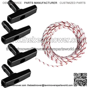 Recoil Starter Rope 10-Meter (Diameter: 3.0mm) Pull Cord with 4 Pieces Starter Handle by Blue Stars - Exact Fit for Lawn Mower Chainsaw Trimmer Edger Brush Cutter Engine Parts