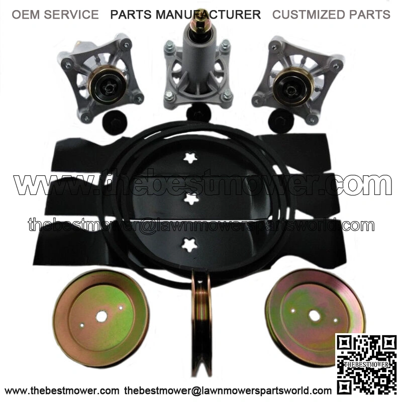 54" Lawn Tractor Mower Deck Rebuild Kit Spindles Blades Fits Husqvarna LGT2554