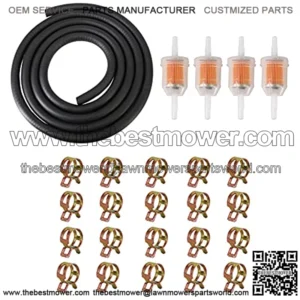 1/4" Inch ID Fuel Line kit + 6 Foot   Inch Fuel Line + 4 Pcs 1/4 Inch & 5/16 Inch Fuel Filters + 20 Pcs 2/5" ID Hose Clamps for small Engine Lawnmower Garden machines