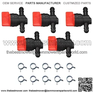 5 Packs 698183 Inline Fuel Shutoff Valve Straight 1/4" Fuel Valve with Spring Clip for 494768 493960 Lawn Mower AM107340 AM36141