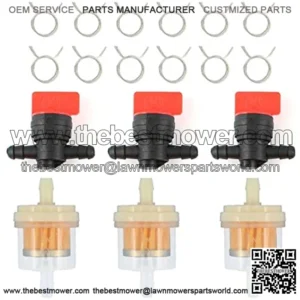 1/4" in Line Fuel Gas Filters Shut Cut Off Valves Clamps for Briggs & Stratton 493960 494768 698183 Maico Ossa Trial Bultaco for Yamaha Motorcycle Lawn Mower Tractor