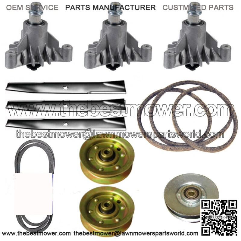 Deck Rebuild Kit Spindles Blades Pulleys Belt fits Craftsman Sears 44" GT6000