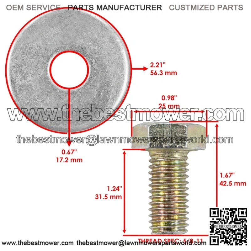 Exmark Toro 103-1026 1-800848 1-513208 Deck Spindle Blade Bolt & Washer - Image 2