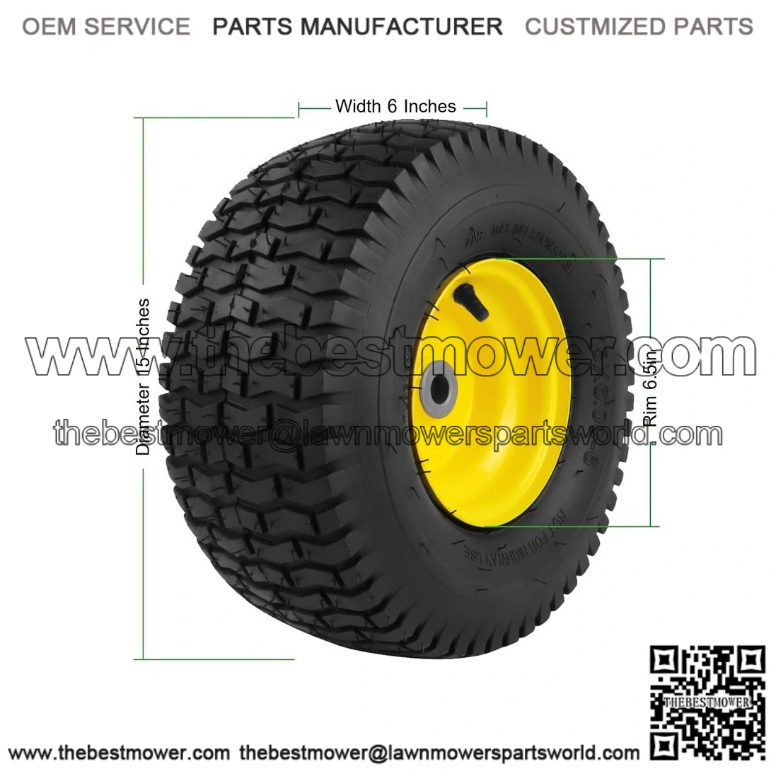 Front Lawn Tractor Tires (2 Pieces) ?C 15x6-6 ?C Fits Cub Cadet XT1 LT50, LT46, Super LT-1550, LTX-1046 KW - Image 3